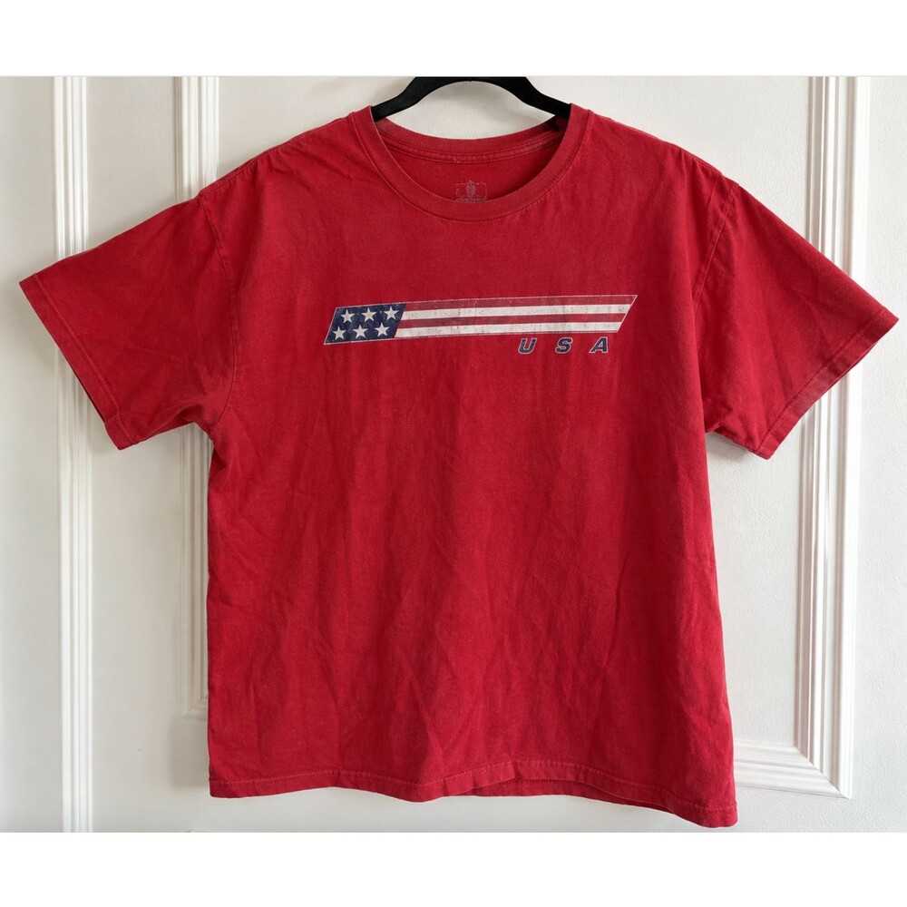 Sonoma USA Flag Graphic Shirt Mens XL Red Patriotic Americana Short Sleeve Tee